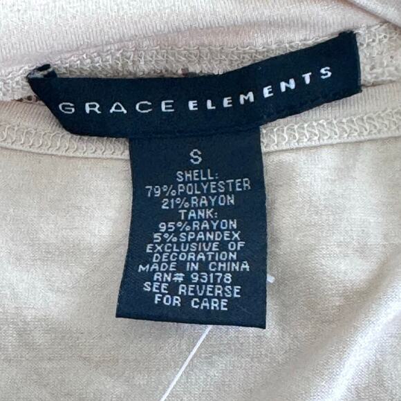 New GRACE ELEMENTS Pointelle Beige Winter White Striped Knit Layered Sweater Sm - Picture 7 of 15